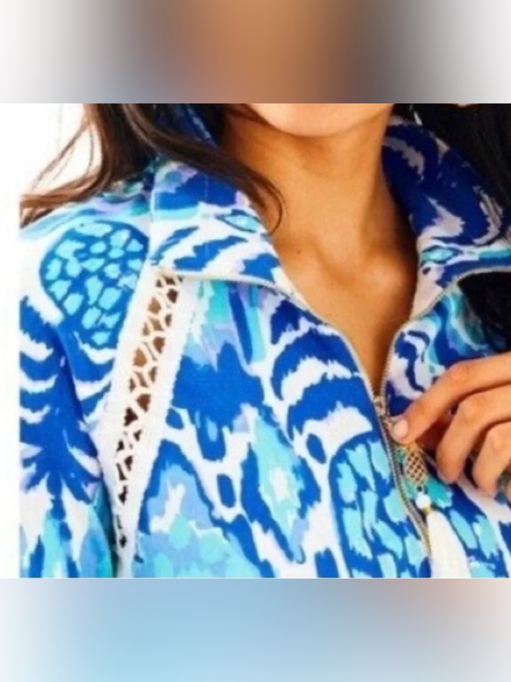 Lilly Pulitizer Pineapple Skipper Popover Blue & White Size S